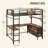 Loft Bed With L-shaped Desk, Bed Frame With Led Lights & Charging Station, 6 Storage Drawers