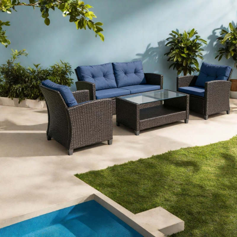 Ensemble de canapés de patio moderne, structure en acier durable, polyvalent pour le jardin ou la piscine