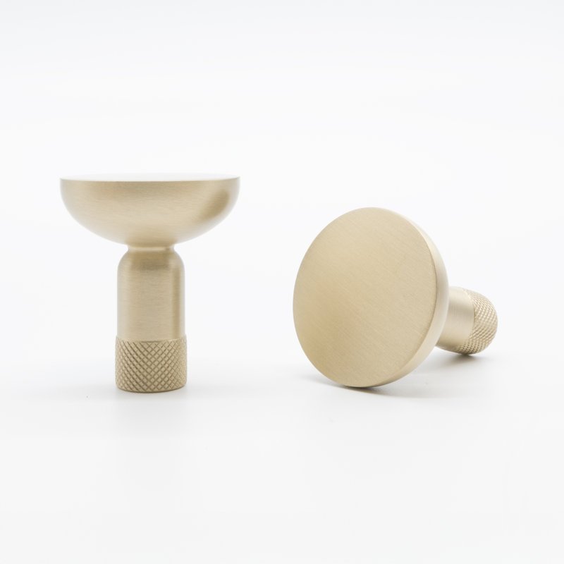 Knurled Circle Knob, Satin Brass