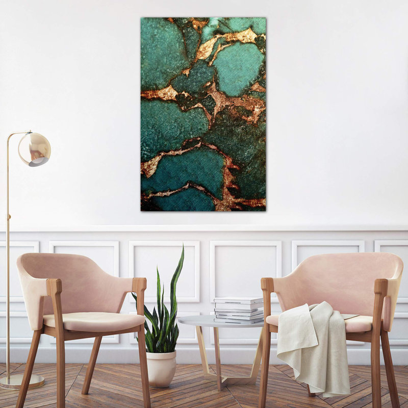 Gemstone And Gold - Emerald by Monika Strigel - Painting on Canvas, 66.04 cm H x 45.72 cm W x 1.91 cm D, No Frame