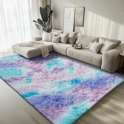 1 tapis moelleux teint à la main, tapis moelleux de luxe moderne, tapis de salon