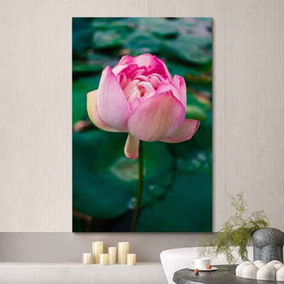 «Vibrant Pink Floral Water Lily», reproduction sur toile tendue