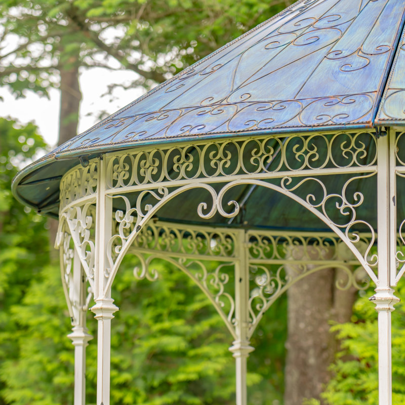 Seville Iron Dome Gazebo, Cobalt Blue, Antique White