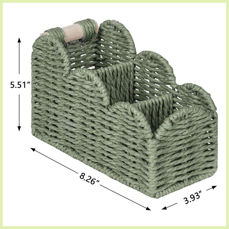 Porte-télécommande festonné, organisateur de bureau de style ferme pour stylos et pinceaux de maquillage, vert