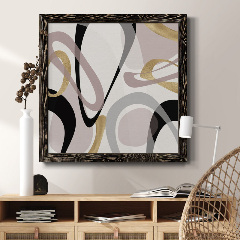 Toile encadrée marbrée or I-Premium - prête à être accrochée, H 31,5 po x l 31,5 po x P 1,5 po, Cadre noir