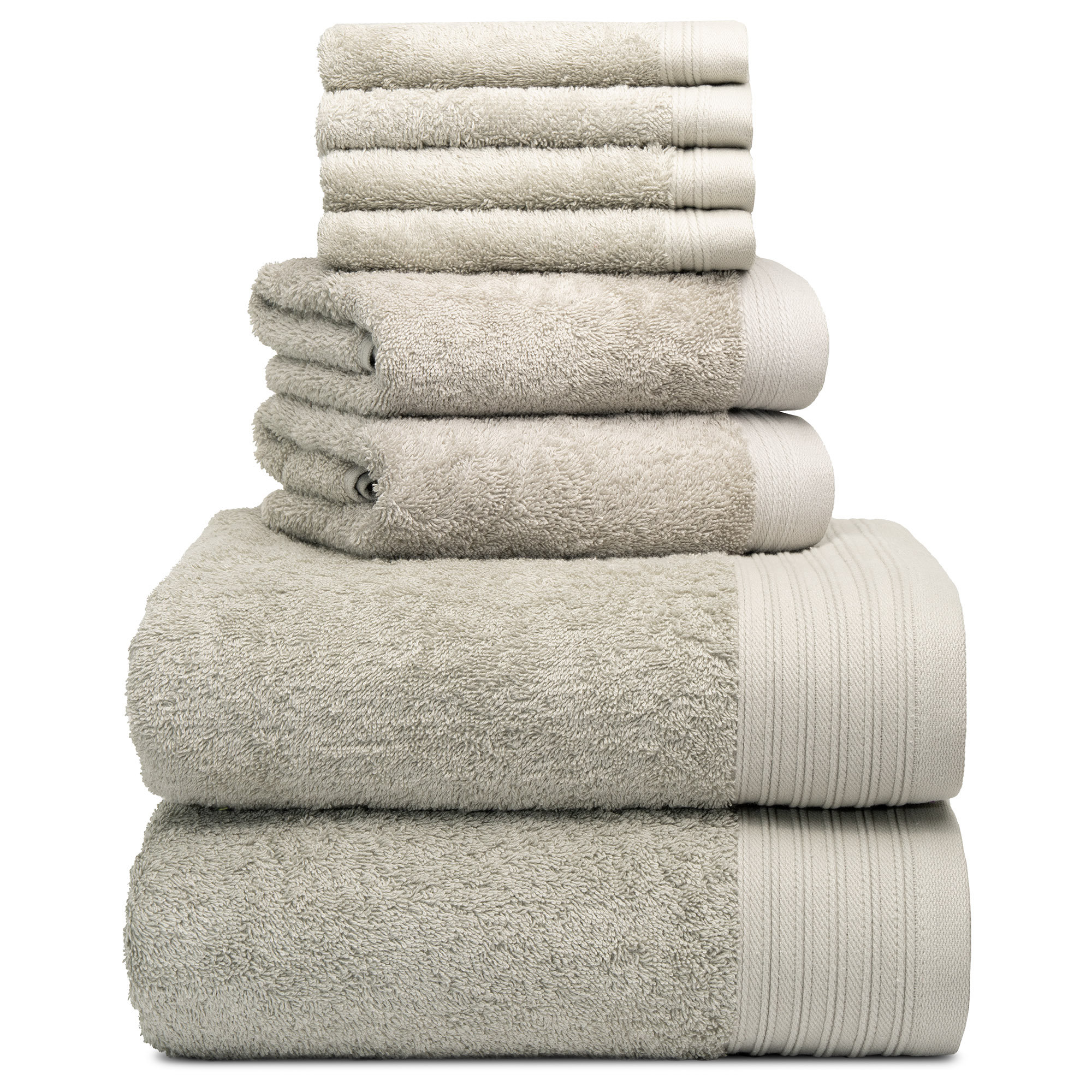 Doncia 8 Piece 100% Cotton Towel Set, Silver