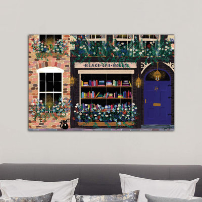 Book Shop Front by Joy Laforme - Wrapped Canvas Print