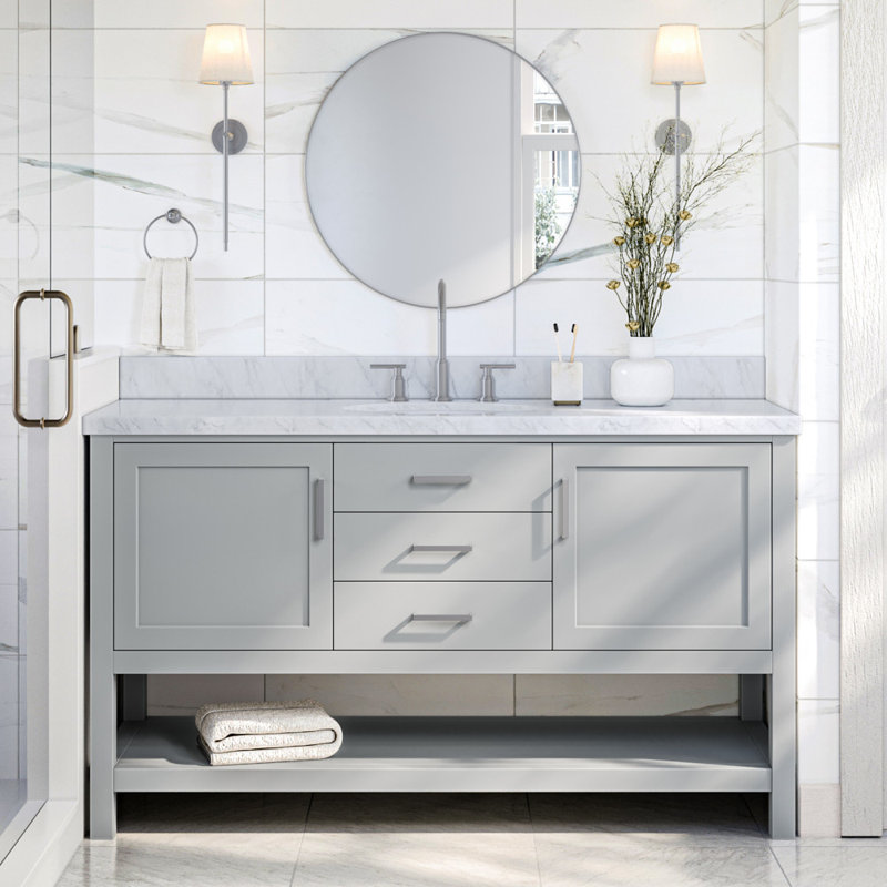 Bayhill 60'' W Single Bathroom Vanity Base, Gray