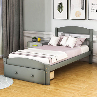 Twin Size Platform Bed with Storage Drawer -  Red Barrel StudioÂ®, 16C0FE1051D14D5D9B465D49A16D1226