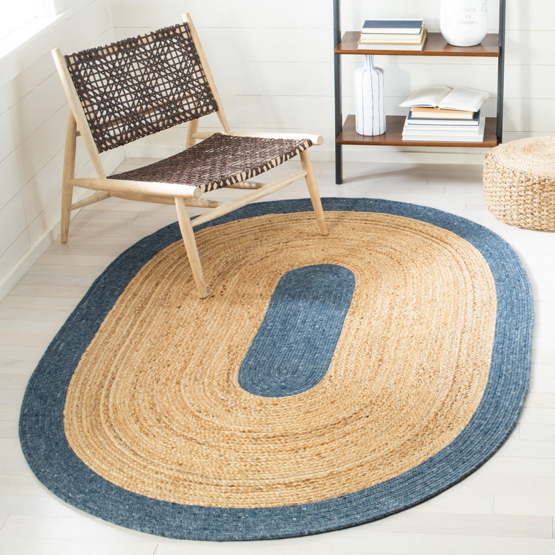 Novack Hand Woven Jute/Wool/Cotton Rug in Natural, Oval 4' x 6'