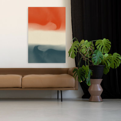 Abstract In Vivid Red And Teal Abstract Colorful Contemporary Landscape Nature Wall Art
