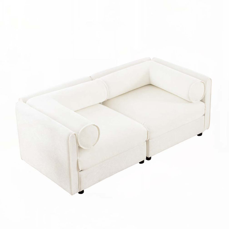 Canapé en chenille 4 places, H 27,9 po x l 75,5 po x P 37,4 po, 2, Blanc