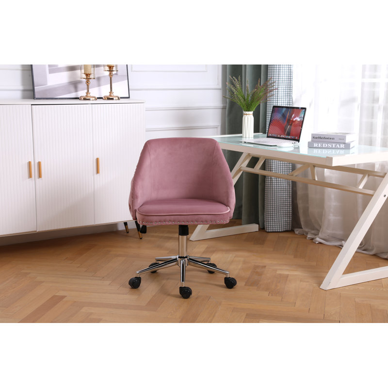 Chaise de travail en velours Julie, Rose