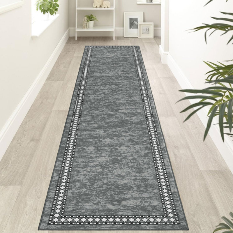 Rectangle cm Vintage Look Area Rug, Grey, Runner 65 x 240 cm, Polyester