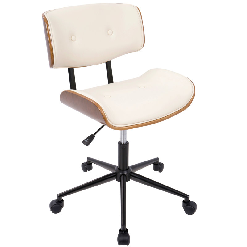 Chaise de bureau réglable Mid-Century moderne avec pivot, Crème
