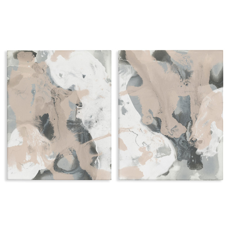 "Beige Splash", ensemble de 2 toiles murales par June Erica Vess, H 20 po x l 16 po