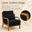Fauteuil d'appoint texturé rembourré avec structure en bois massif et coussin lombaire-132417713