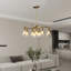 Lustre 9 lumières en verre doré, luminaire suspendu contemporain à hauteur réglable avec abat-jour en verre transparent pour salle à manger, îlot de cuisine, salon, vestibule (ampoules non incluses)