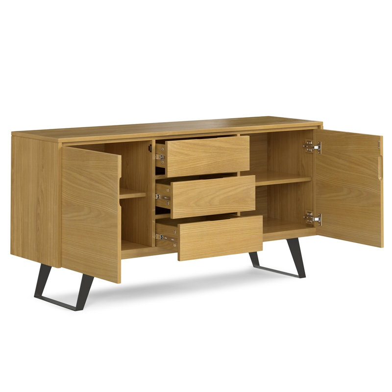 Lowry - Sideboard Buffet Metal Sideboard Buffet Cabinet Office Credenza Kitchen Sideboard, Light Natural