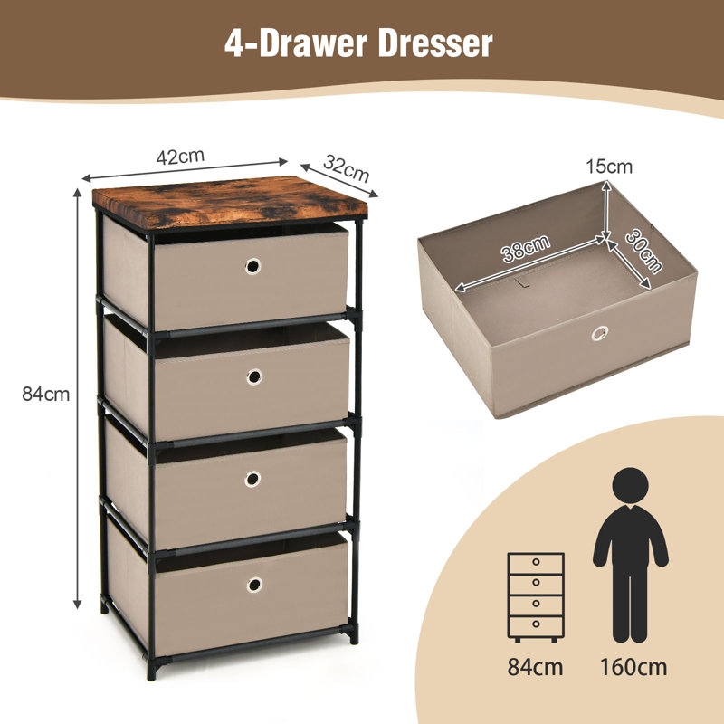 Jaliyiah 4 Drawer Storage Drawer, Brown