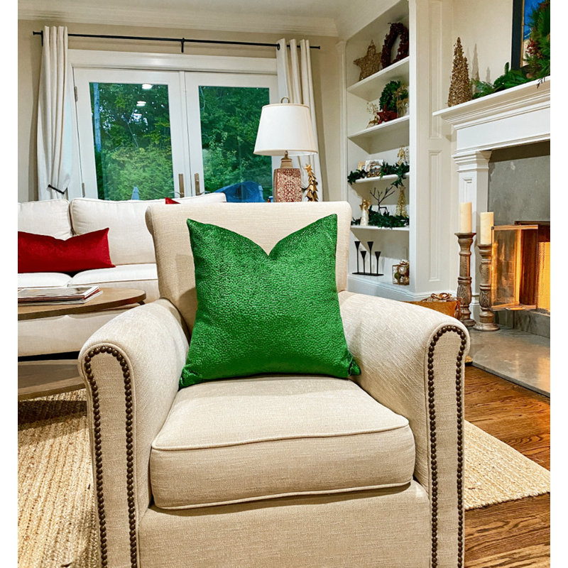 Housse de coussin Velvet Dots, H 20 po x l 20 po, Vert