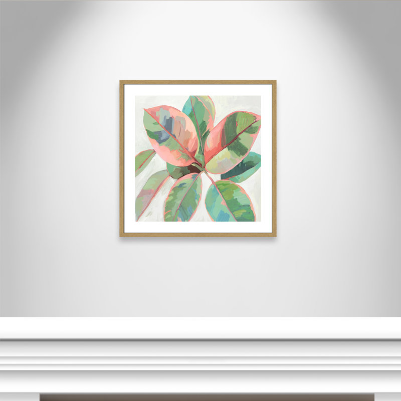 «Pink Ficus II», reproduction d'art, H 28,75 po x l 28,75 po x P 0,75 po, Toile avec cadre en bois beige