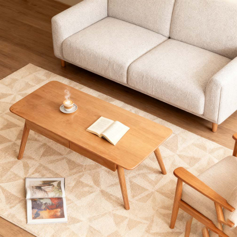 Table basse centrale 100% bois massif, 17.72"H x 47.24"L x 22.05"W