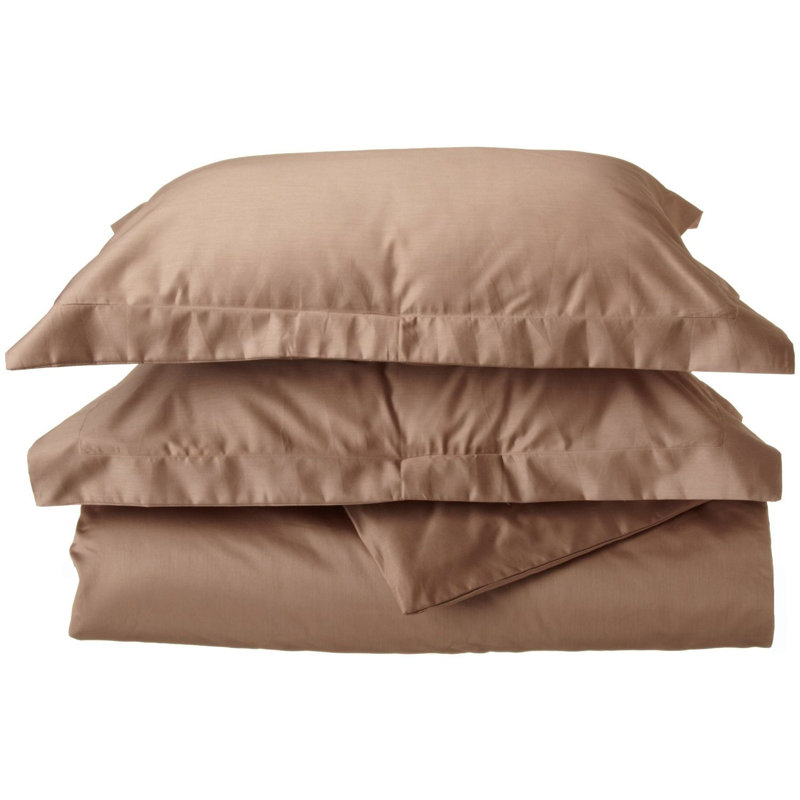 Ensemble de housse de couette en mélange de coton 600 fils Burrier, Housse de couette simple + 1 taie décorative stan, Taupe