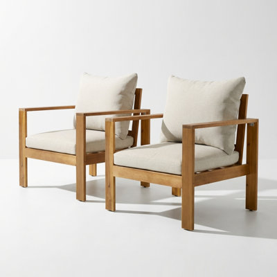 2 Piece Outdoor Patio Chair Set with Cushions Durable Weather Resistant Seating