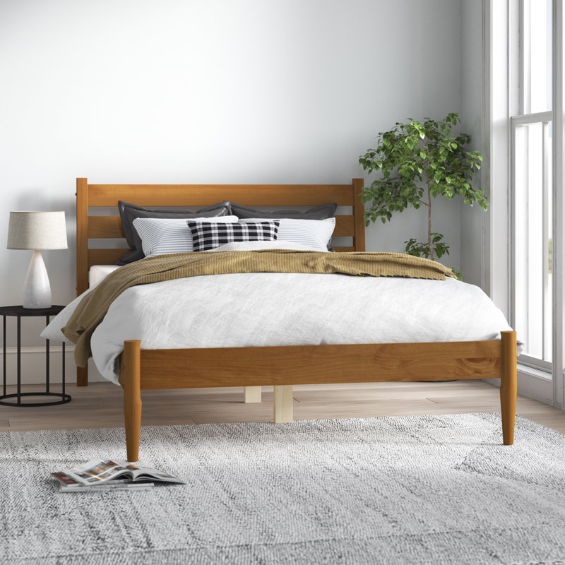Grand lit en bois massif Ashlie, Castanho