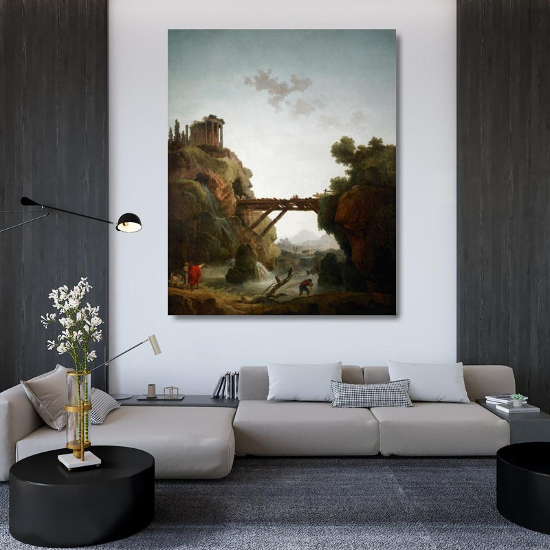«Fantastic View of Tivoli» par Hubert Robert - Art mural sur toile tendue avec châssis, H 24 po x l 17 po