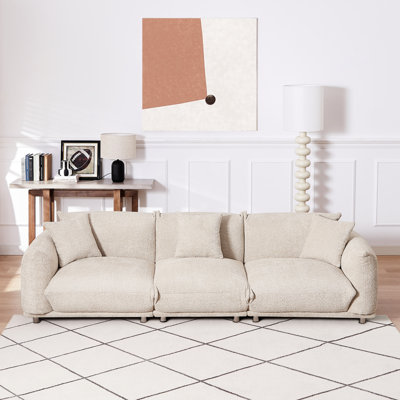 Camel Color 4 Seater Couch, Solid Wood Frame, Metal Legs, Foam Filled, Apartment Delight Originality Shapes , Lambswool , Bedroom Furniture