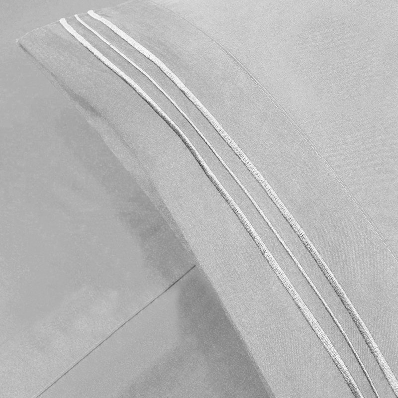 Microfiber Sheet Set, California King Sheet Set with 2 Pillowcases, Light Gray