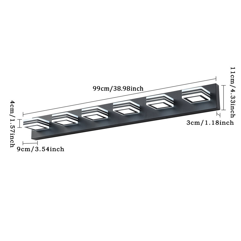 Loralynn Dimmable LED Vanity Light – Simple & Modern Bathroom Mirror Lighting, 6, Black