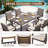 7 Piece Outdoor Dining Table Set With 4 Rattan Chairs And 2 Swivel&Rocking Chairs