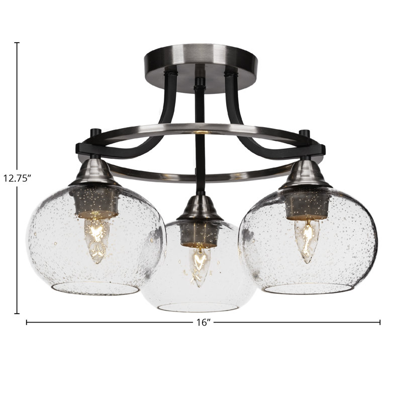 Plafonnier semi-encastré 3 lumières Achen, Bulle transparente