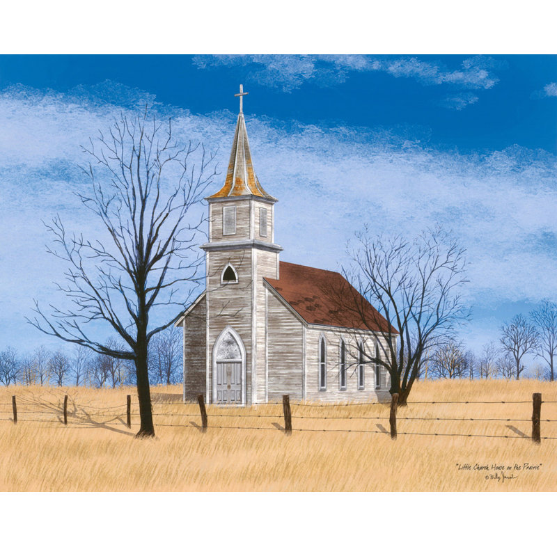 Petite Église dans la prairie, H 28 po x l 36 po