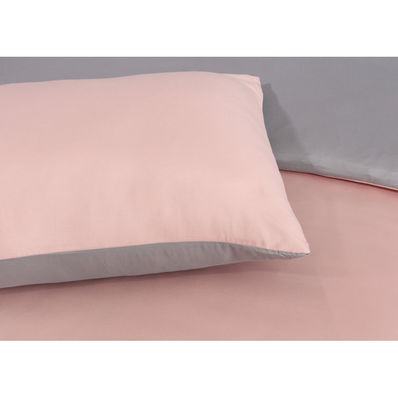 My Home Store Fridi Microfiber Reversible Duvet Cover Set , Blush/Grey, King Duvet Cover + 2 Standard Pillowcases
