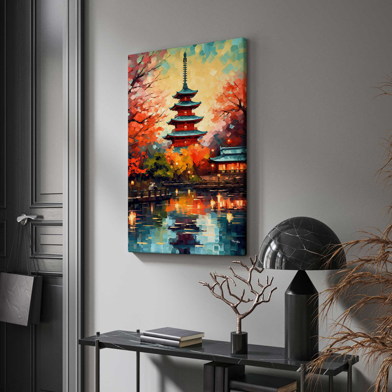Senso-ji, un ancien temple bouddhiste à Asakusa, Tokyo, Japon - peinture sur toile tendue, H 40 po x l 24 po x P 1,5 po