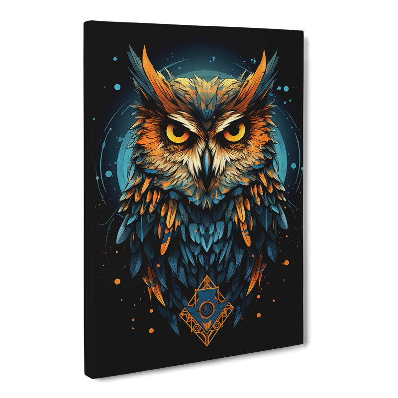 Owl Geometric Art No.3 - Wrapped Canvas, 76cm H x 50cm W x 3cm D