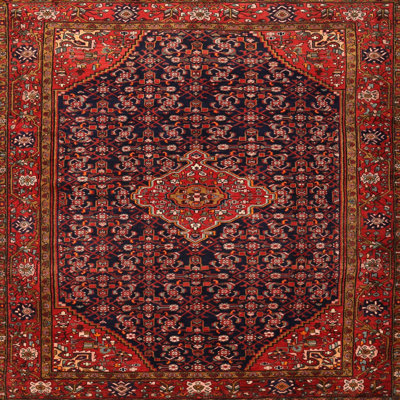 Tapis bleu marine/rouge bleu marine traditionnel Bowmin