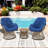 3-Piece Swivel Wicker Patio Conversation Set with Cushions - Outdoor Seating for 2,-2134228089