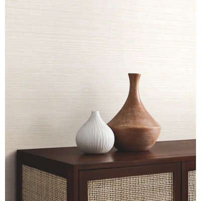 Mystic Eggshell Faux Grasscloth Wallpaper