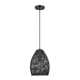 1-Light Matte Black Pendant Lighting with Twine Shade