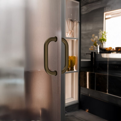 Brixwell PH6X6BBRZ Tubular Back To Back Pull Handle 6" Center To Center 7-1/4" Length 1/4" To 1/2" Glass Thickness Metal And Plastic Washers Brushed Bronze Finish