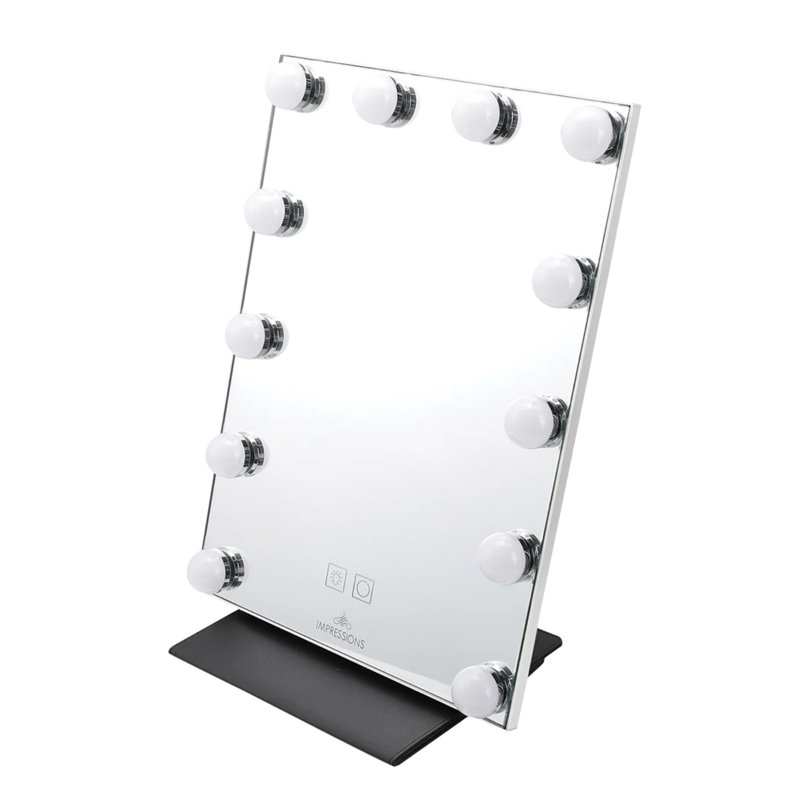 Miroir de maquillage Lumiere Touch Pad Pro, petit miroir rectangulaire avec ampoules Hollywood et capteur tactile, Blanc