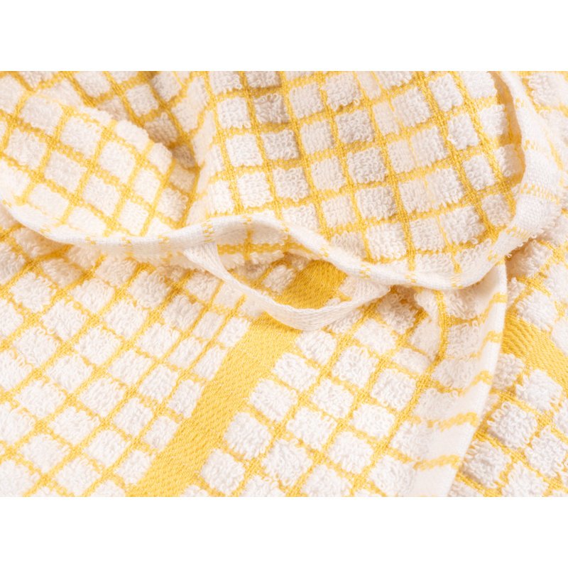 Grid Terry Cotton Plaid Kitchen Towel Linen Set, Yellow