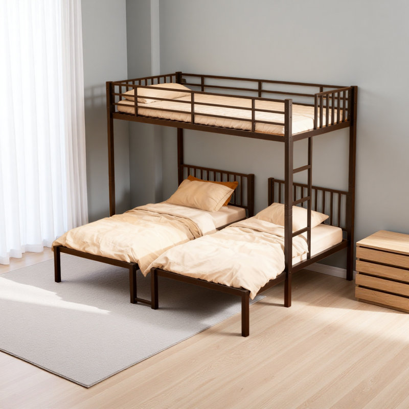 Triple lit superposé pour enfants, 3 lits superposés pour 3 personnes, lits superposés en métal, séparé en 3 lits simples, structure à réduction de bruit