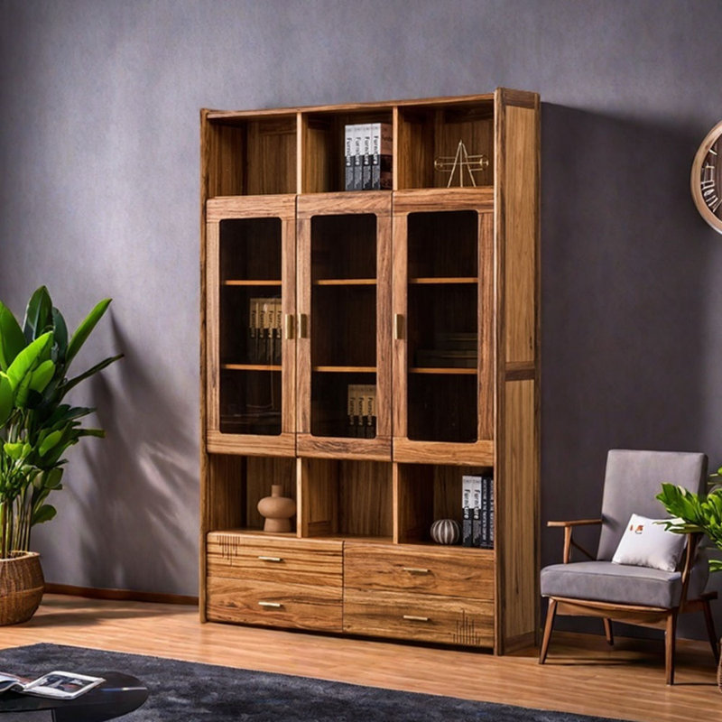 Bibliothèque entièrement en bois massif