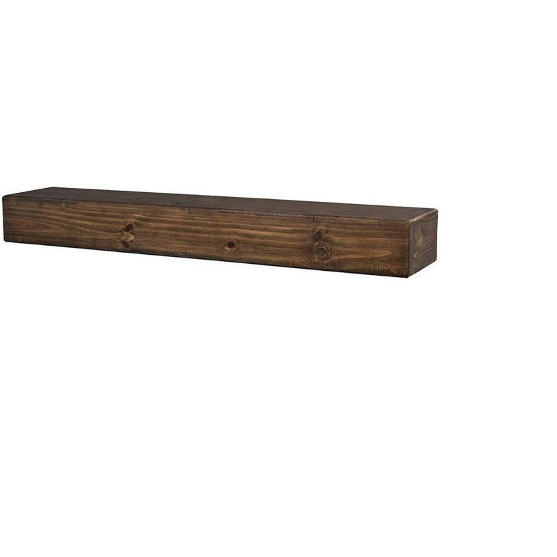  Floating Wood Fireplace Mantel Shelf, 72", Golden Pecan